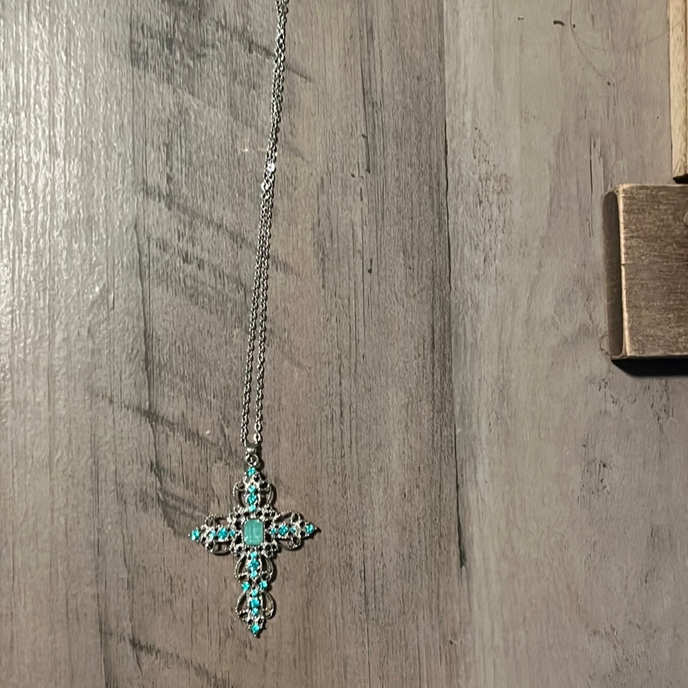 Cross Bohemian Necklace Celtic Crystal Hollow Geometry Chain for Women and Girls